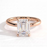 Emerald lab-grown diamond solitaire engagement ring in 18K (750) rose gold, front view 