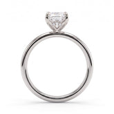 Emerald lab-grown diamond solitaire engagement ring in 18K (750) white gold, side profile 
