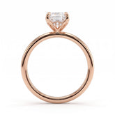 Emerald lab-grown diamond solitaire engagement ring in 18K (750) rose gold, side profile 