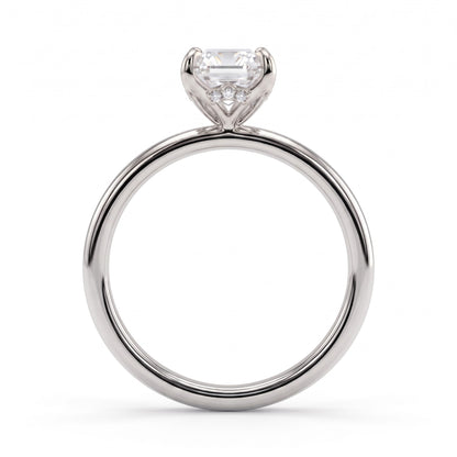 Emerald lab-grown diamond solitaire engagement ring in 950 platinum, side profile 