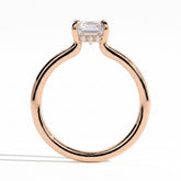 Emerald lab-grown diamond solitaire engagement ring in 18K (750) rose gold, side profile 