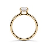 Emerald lab-grown diamond solitaire engagement ring in 18K (750) yellow gold, side profile 