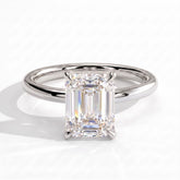 Emerald lab-grown diamond solitaire engagement ring in 950 platinum, front view 