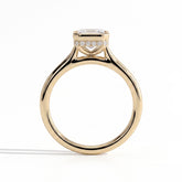 Emerald lab-grown diamond bezel-set halo engagement ring in 14K (585) yellow gold, side profile 