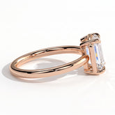 Emerald lab-grown diamond bezel-set solitaire engagement ring in 14K (585) rose gold, detail view 