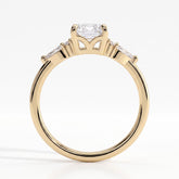 Emerald lab-grown diamond halo engagement ring in 14K (585) yellow gold, side profile 