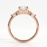 Emerald lab-grown diamond halo engagement ring in 14K (585) rose gold, side profile 