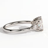 Emerald lab-grown diamond halo engagement ring in 14K (585) white gold, detail view 