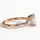 Emerald lab-grown diamond halo engagement ring in 18K (750) rose gold, detail view 