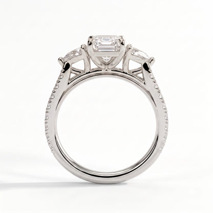 Ariadne Radiant Three Stone Ring 950 Platinum upright 
