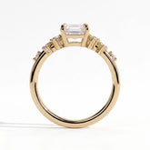 Ariadne Radiant Three Stone Ring 750 Yellow Gold upright 