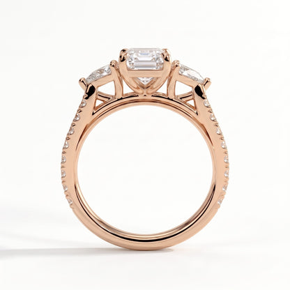 Ariadne Radiant Three Stone Ring 750 Rose Gold upright 