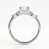 Emerald lab-grown diamond halo engagement ring in 950 platinum, side profile 