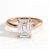 Emerald lab-grown diamond solitaire engagement ring in 14K (585) rose gold, front view 
