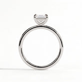 Emerald lab-grown diamond solitaire engagement ring in 14K (585) white gold, side profile 