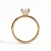 Emerald lab-grown diamond solitaire engagement ring in 14K (585) yellow gold, side profile 