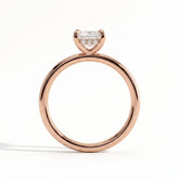 Emerald lab-grown diamond solitaire engagement ring in 14K (585) rose gold, side profile 