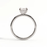 Emerald lab-grown diamond solitaire engagement ring in 18K (750) white gold, side profile 