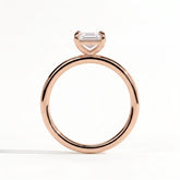 Emerald lab-grown diamond solitaire engagement ring in 18K (750) rose gold, side profile 