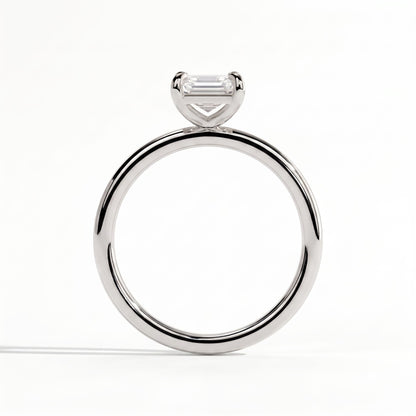 Emerald lab-grown diamond solitaire engagement ring in 950 platinum, side profile 
