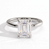 Emerald lab-grown diamond solitaire engagement ring in 950 platinum, front view 