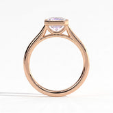 Emerald lab-grown diamond bezel-set solitaire engagement ring in 14K (585) rose gold, side profile 