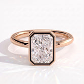 Radiant lab-grown diamond bezel-set solitaire engagement ring in 14K (585) rose gold, front view 