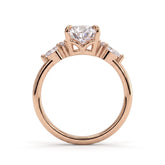 Pear lab-grown diamond halo engagement ring in 14K (585) rose gold, side profile 