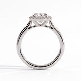 Pear lab-grown diamond halo engagement ring in 14K (585) white gold, side profile 