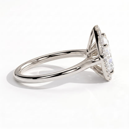 Pear lab-grown diamond halo engagement ring in 14K (585) white gold, detail view 