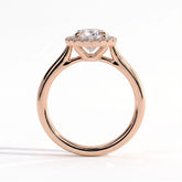 Pear lab-grown diamond halo engagement ring in 14K (585) rose gold, side profile 
