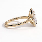 Pear lab-grown diamond halo engagement ring in 14K (585) yellow gold, detail view 