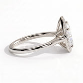 Pear lab-grown diamond halo engagement ring in 18K (750) white gold, detail view 