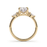 Pear lab-grown diamond halo engagement ring in 18K (750) yellow gold, side profile 
