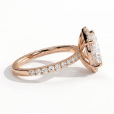 Pear lab-grown diamond halo engagement ring in 18K (750) rose gold, detail view 