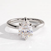 Pear lab-grown diamond solitaire engagement ring in 14K (585) white gold, front view 