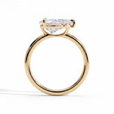 Pear lab-grown diamond east-west solitaire engagement ring in 14K (585) yellow gold, side profile 