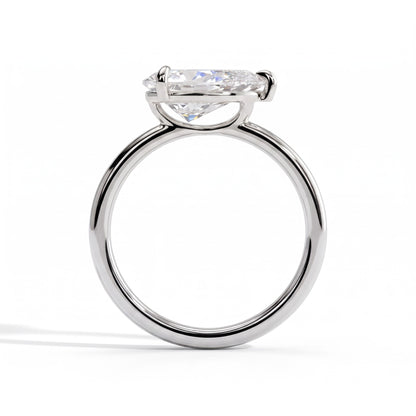 Pear lab-grown diamond east-west solitaire engagement ring in 14K (585) white gold, side profile 