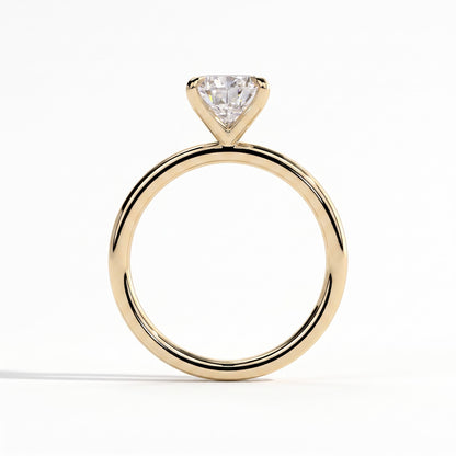 Pear lab-grown diamond solitaire engagement ring in 18K (750) yellow gold, side profile 