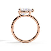 Pear lab-grown diamond east-west solitaire engagement ring in 18K (750) rose gold, side profile 