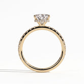 Pear lab-grown diamond halo engagement ring in 14K (585) yellow gold, side profile 