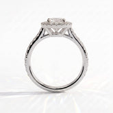 Pear lab-grown diamond halo engagement ring in 14K (585) white gold, side profile 