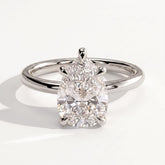 Pear lab-grown diamond solitaire engagement ring in 14K (585) white gold, front view 