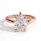 Pear lab-grown diamond solitaire engagement ring in 14K (585) rose gold, front view 