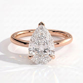 Pear lab-grown diamond solitaire engagement ring in 14K (585) rose gold, front view 