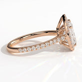 Pear lab-grown diamond halo engagement ring in 18K (750) rose gold, detail view 