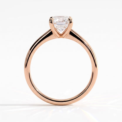 Pear lab-grown diamond solitaire engagement ring in 18K (750) rose gold, side profile 