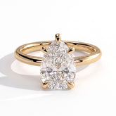 Pear lab-grown diamond solitaire engagement ring in 18K (750) yellow gold, front view 