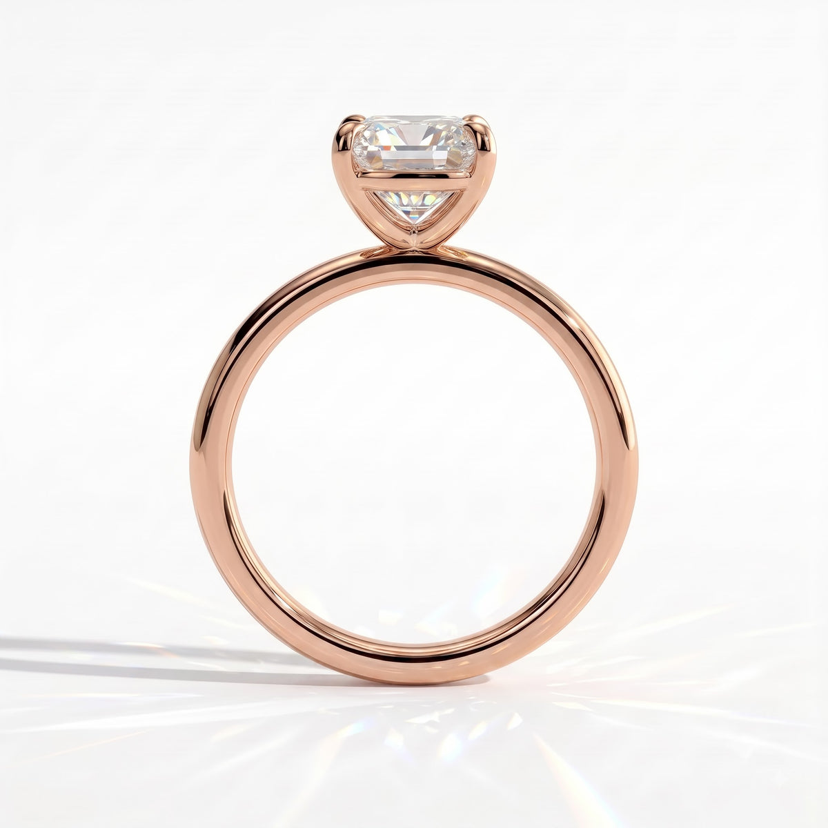 Pear lab-grown diamond solitaire engagement ring in 18K (750) rose gold, side profile 