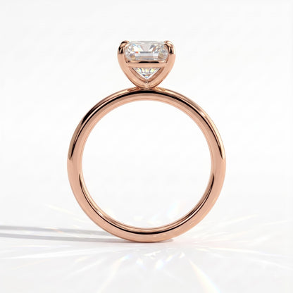 Pear lab-grown diamond solitaire engagement ring in 18K (750) rose gold, side profile 